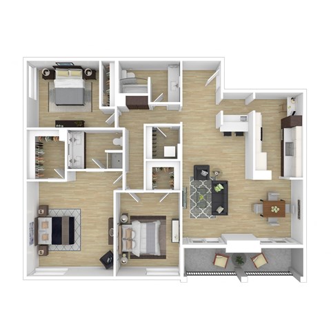 Floor plan for 3 beds, 2 baths, 1650 sqft